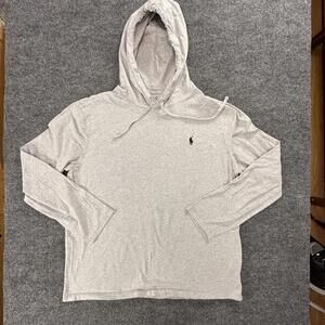 Polo Ralph Lauren Light Gray Hoodie Sweatshirt, Size Large #380